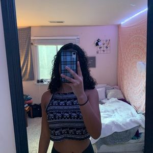 Cropped Elephant Print Halter Top